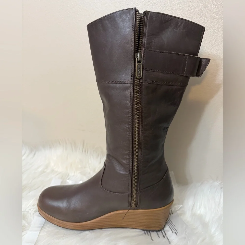 CROCS Brown Wedge Boots